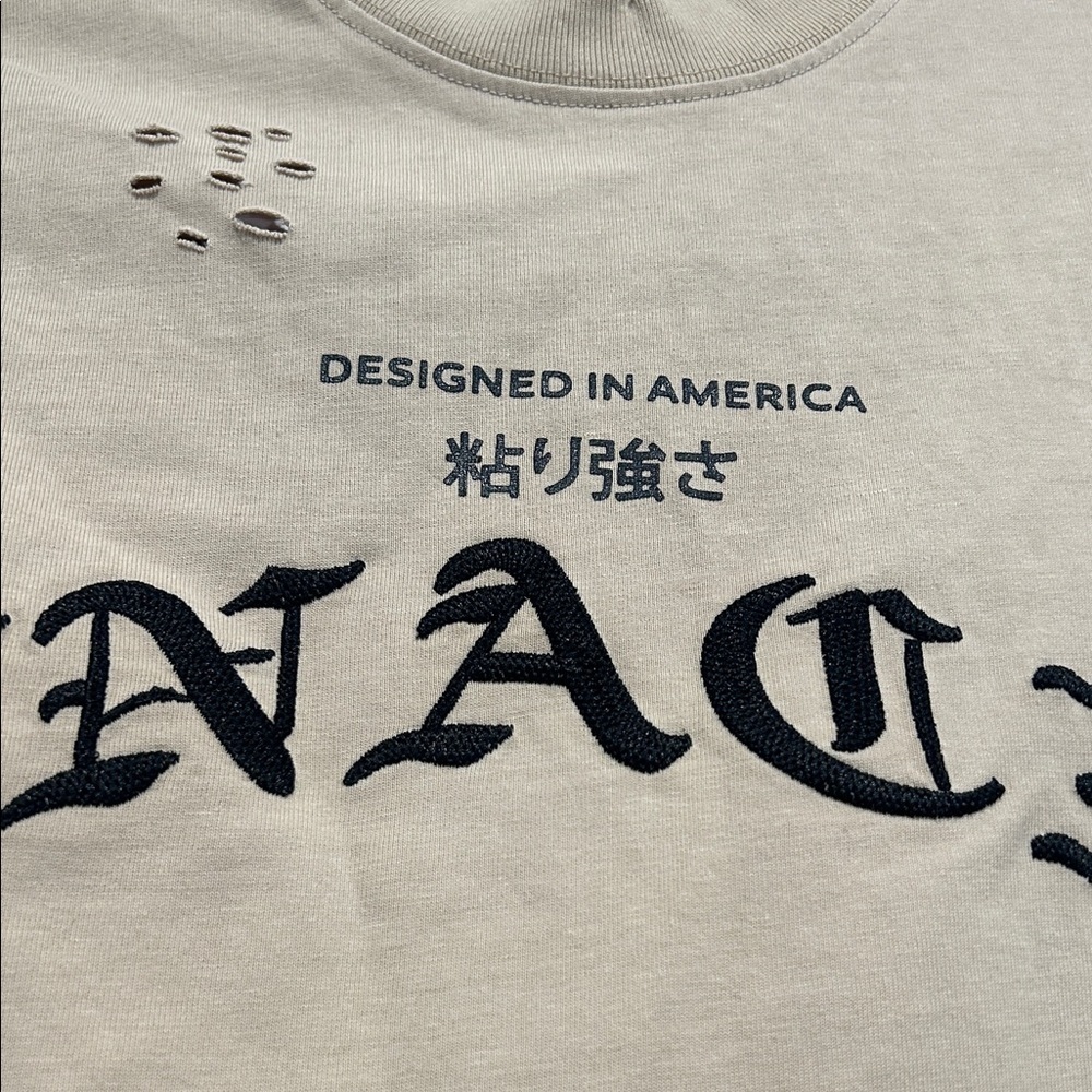 Tenacity distressed Tan Men's short sleeves embroidered T-Shirt small new - Picture 5 of 12